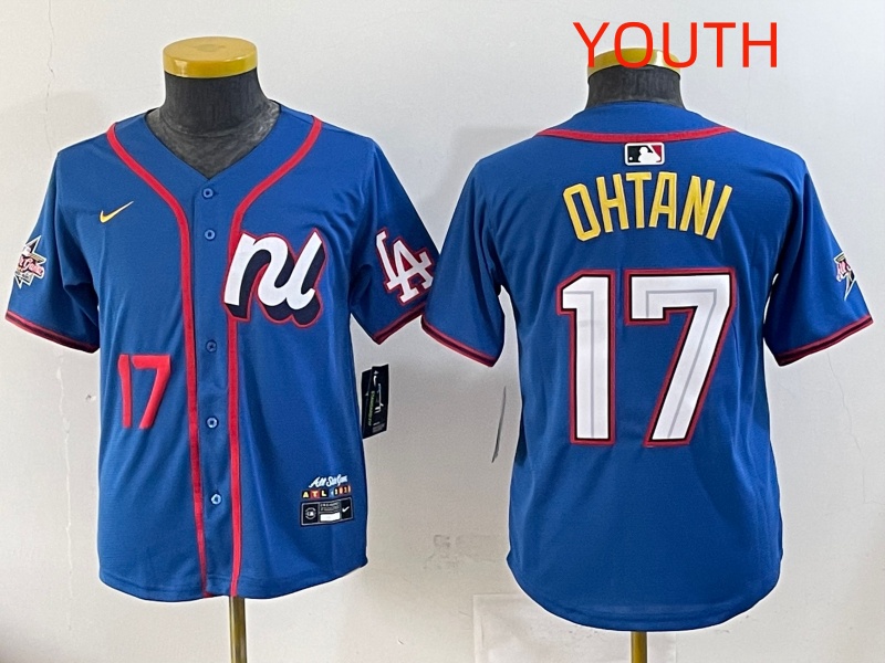 Youth 2025 Los Angeles Dodgers #17 Ohtani Blue Nike  2025 MLB All Star  Jersey style 005->youth mlb jersey->Youth Jersey